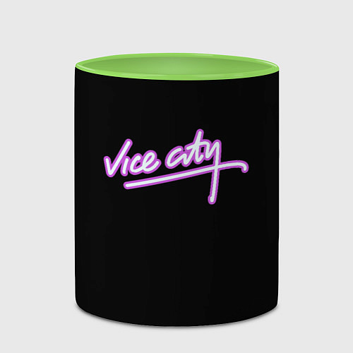 Кружка цветная Vice city logo neon / 3D-Белый + светло-зеленый – фото 2