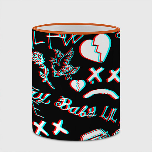 Кружка цветная Lil Peep logo glitch / 3D-Оранжевый кант – фото 2