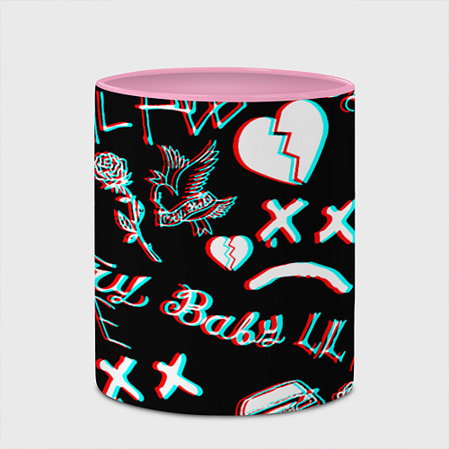 Кружка цветная Lil Peep logo glitch / 3D-Белый + розовый – фото 2