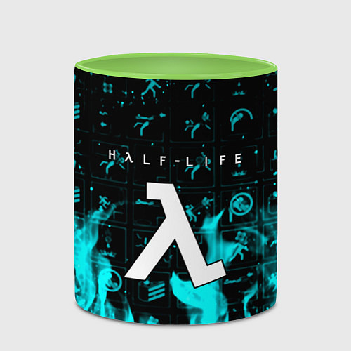 Кружка цветная Half life fire x portal game / 3D-Белый + светло-зеленый – фото 2