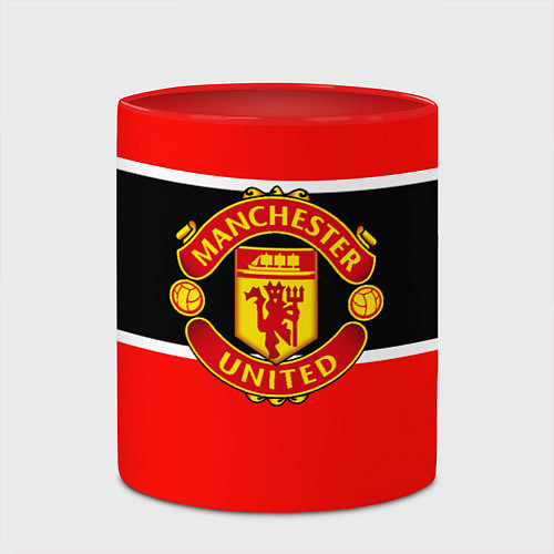Кружка цветная Манчестер Юнайтед полосы / 3D-Белый + красный – фото 2