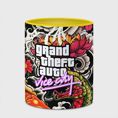 Кружка цветная GTA vice city yakudza / 3D-Белый + желтый – фото 2