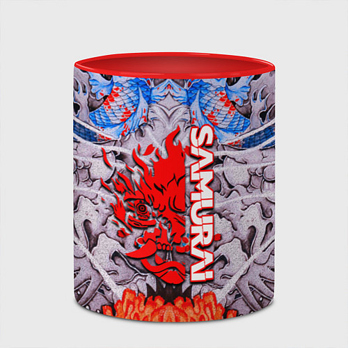 Кружка цветная Cyberpunk 2077 samurai tatoo / 3D-Белый + красный – фото 2