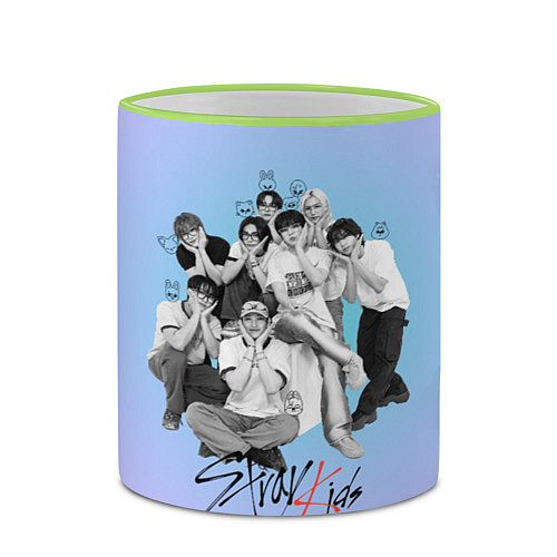 Кружка цветная Stray Kids family photo / 3D-Светло-зеленый кант – фото 2