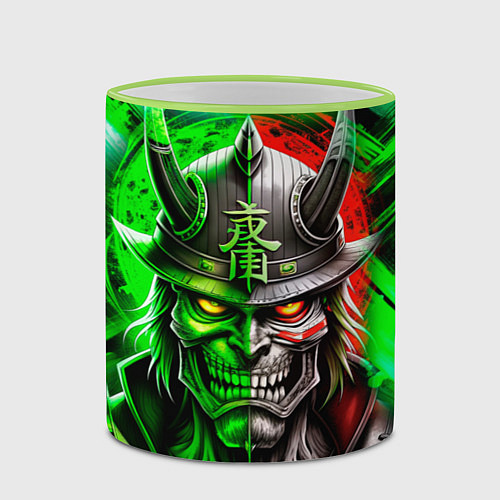 Кружка цветная Самурай с красным и зеленым свечением / 3D-Светло-зеленый кант – фото 2