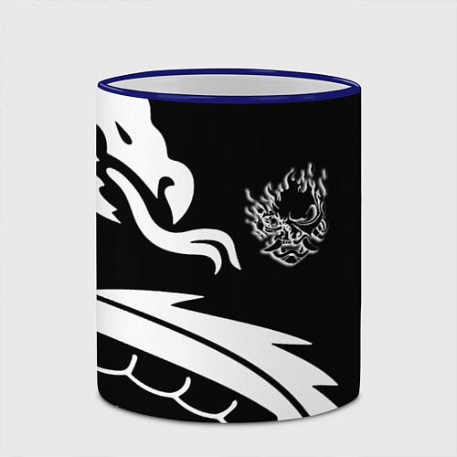 Кружка цветная Samurai dragon steel japan / 3D-Синий кант – фото 2