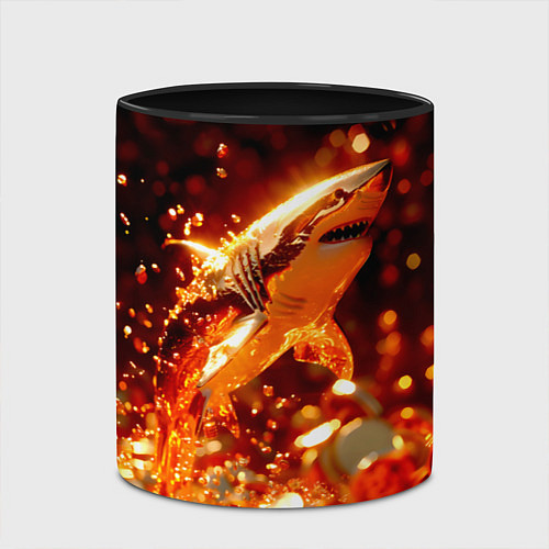Кружка цветная Золотая акула и море золотых монет / 3D-Белый + черный – фото 2