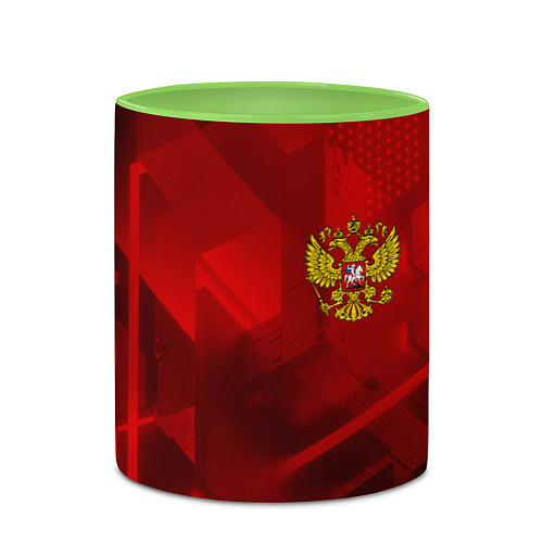 Кружка цветная Россия герб текстура / 3D-Белый + светло-зеленый – фото 2