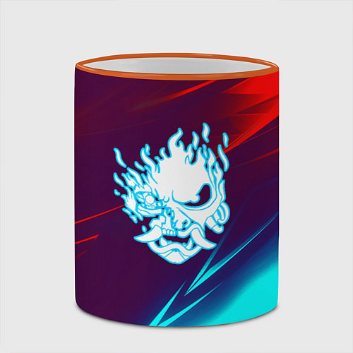 Кружка цветная Samurai geometry stripes neon / 3D-Оранжевый кант – фото 2