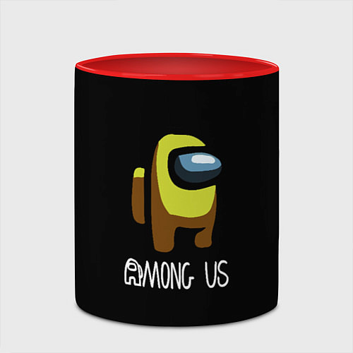 Кружка цветная Among us жёлтый / 3D-Белый + красный – фото 2