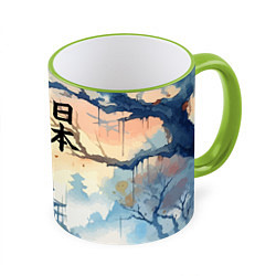 Кружка 3D Japanese landscape - watercolor, цвет: 3D-светло-зеленый кант