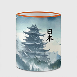 Кружка 3D Японская пагода в тумане - нейросеть, цвет: 3D-оранжевый кант — фото 2