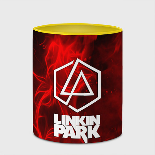 Кружка цветная Linkin park fire flower / 3D-Белый + желтый – фото 2