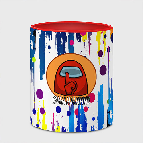 Кружка цветная Among us краски цветные с потёками / 3D-Белый + красный – фото 2