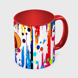Кружка 3D Among us краски цветные с потёками, цвет: 3D-белый + красный