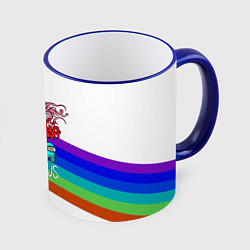Кружка 3D Among us colors line монстр, цвет: 3D-синий кант