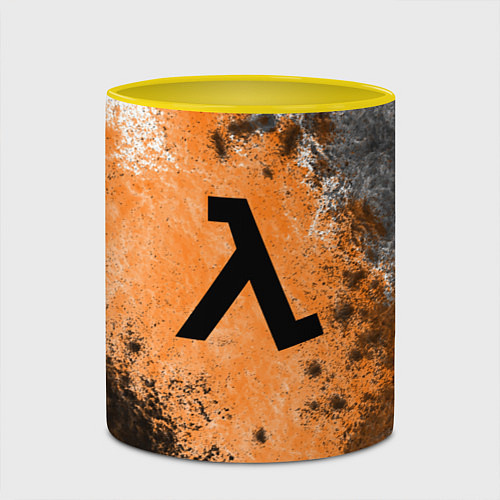 Кружка цветная Half life оранжевые краски / 3D-Белый + желтый – фото 2