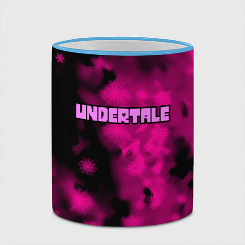 Кружка цветная Undertale pink game / 3D-Небесно-голубой кант – фото 2
