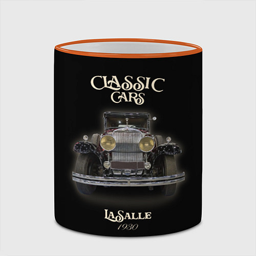 Кружка цветная Классические автомобили Cadillac LaSalle / 3D-Оранжевый кант – фото 2