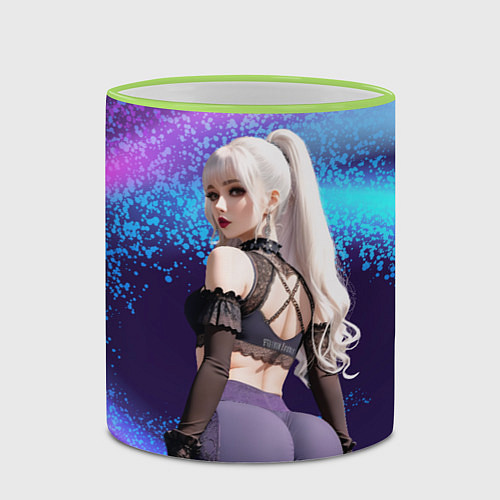 Кружка цветная Девушка в обтягивающих лосинах / 3D-Светло-зеленый кант – фото 2