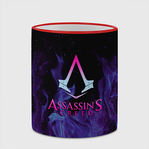 Кружка цветная Assassins Creed flame / 3D-Красный кант – фото 2
