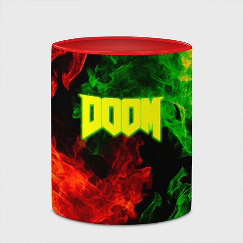 Кружка цветная Doom Eternal fire / 3D-Белый + красный – фото 2