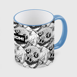 Кружка 3D Иноске из аниме Клинок рассекающий демонов - мем н, цвет: 3D-небесно-голубой кант