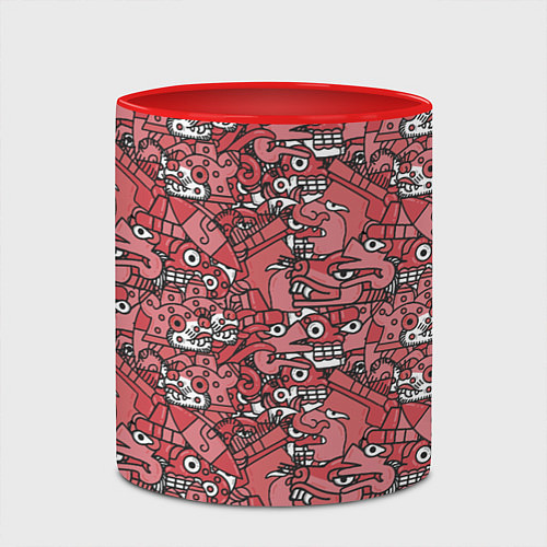 Кружка цветная Ацтеки и звери / 3D-Белый + красный – фото 2