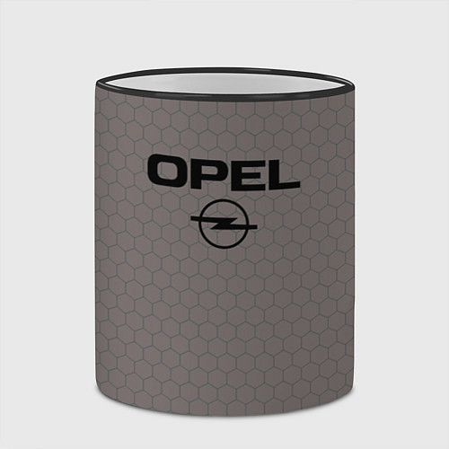 Кружка цветная Opel мозаика серо-коричневый / 3D-Черный кант – фото 2