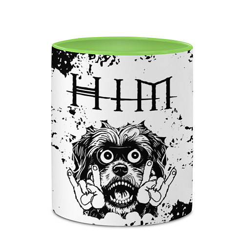 Кружка цветная HIM - рок пес / 3D-Белый + светло-зеленый – фото 2