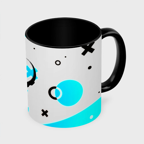 Кружка цветная Quake game pattern / 3D-Белый + черный – фото 1
