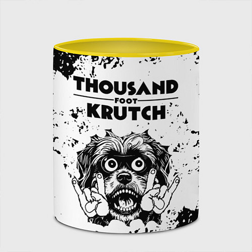 Кружка цветная Thousand Foot Krutch - рок пес / 3D-Белый + желтый – фото 2