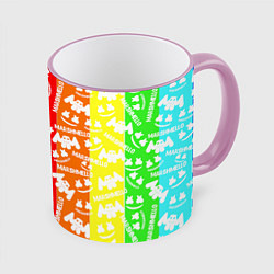 Кружка 3D Marshmello rainbow, цвет: 3D-розовый кант