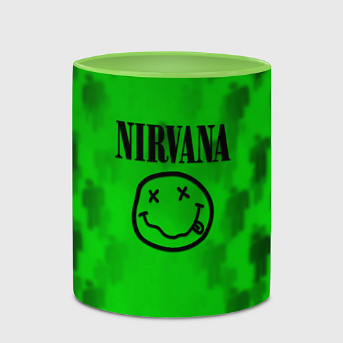 Кружка цветная Nirvana x Billie / 3D-Белый + светло-зеленый – фото 2