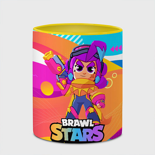 Кружка цветная Brawl Stars Шелли squad busters / 3D-Белый + желтый – фото 2