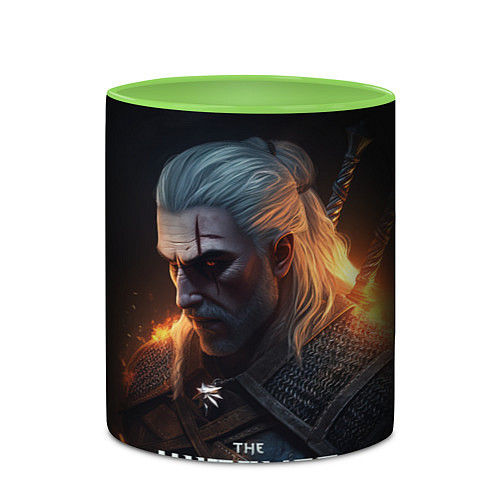 Кружка цветная The Witcher and fire / 3D-Белый + светло-зеленый – фото 2