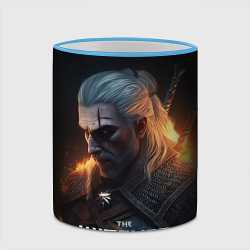 Кружка цветная The Witcher and fire / 3D-Небесно-голубой кант – фото 2