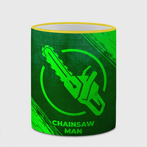 Кружка цветная Chainsaw Man - green gradient / 3D-Желтый кант – фото 2