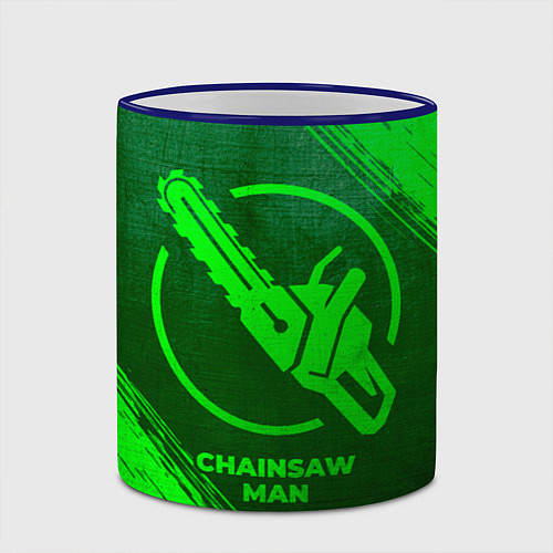 Кружка цветная Chainsaw Man - green gradient / 3D-Синий кант – фото 2