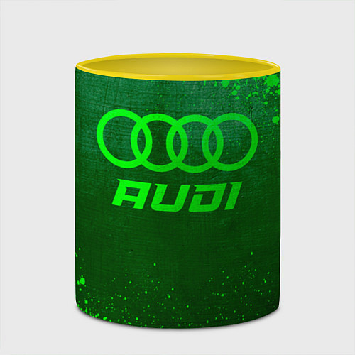 Кружка цветная Audi - green gradient / 3D-Белый + желтый – фото 2