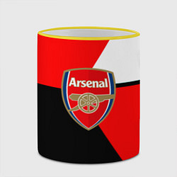 Кружка 3D Арсенал лого геометрия, цвет: 3D-желтый кант — фото 2