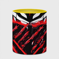 Кружка 3D Red and white abstraction on a black background, цвет: 3D-белый + желтый — фото 2