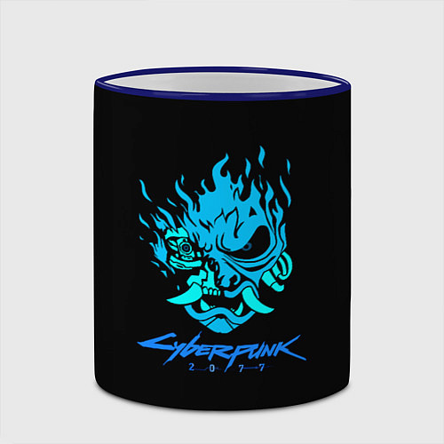 Кружка цветная Cyberpunk 2077 logo game / 3D-Синий кант – фото 2