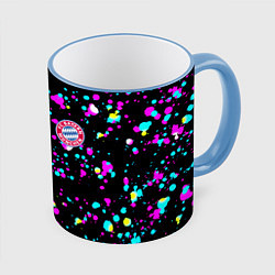 Кружка 3D Бавария Мюнхен неоновые краски, цвет: 3D-небесно-голубой кант