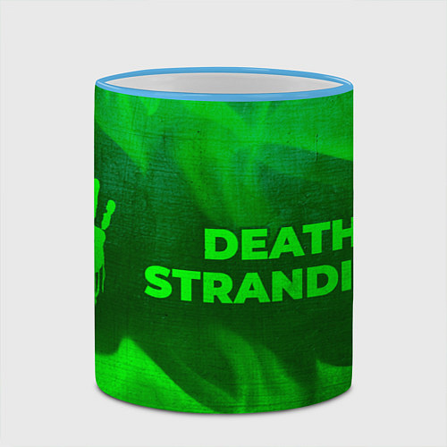 Кружка цветная Death Stranding - green gradient по-горизонтали / 3D-Небесно-голубой кант – фото 2