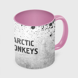 Кружка 3D Arctic Monkeys - white gradient по-горизонтали, цвет: 3D-белый + розовый