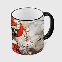 Кружка 3D Катрина в красном, цвет: 3D-черный кант