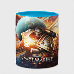 Кружка 3D Warhammer 40000 space marine 2, цвет: 3D-белый + небесно-голубой — фото 2
