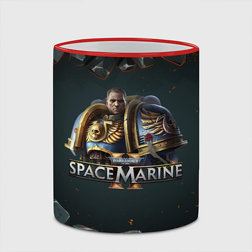 Кружка цветная Captain Titus Warhammer 40000 space marine 2 / 3D-Красный кант – фото 2