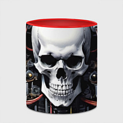 Кружка 3D Cyber skull - ai art, цвет: 3D-белый + красный — фото 2